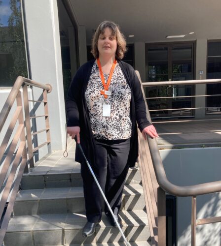 How to safely offer sighted guide assistance to someone with low vision or blindness